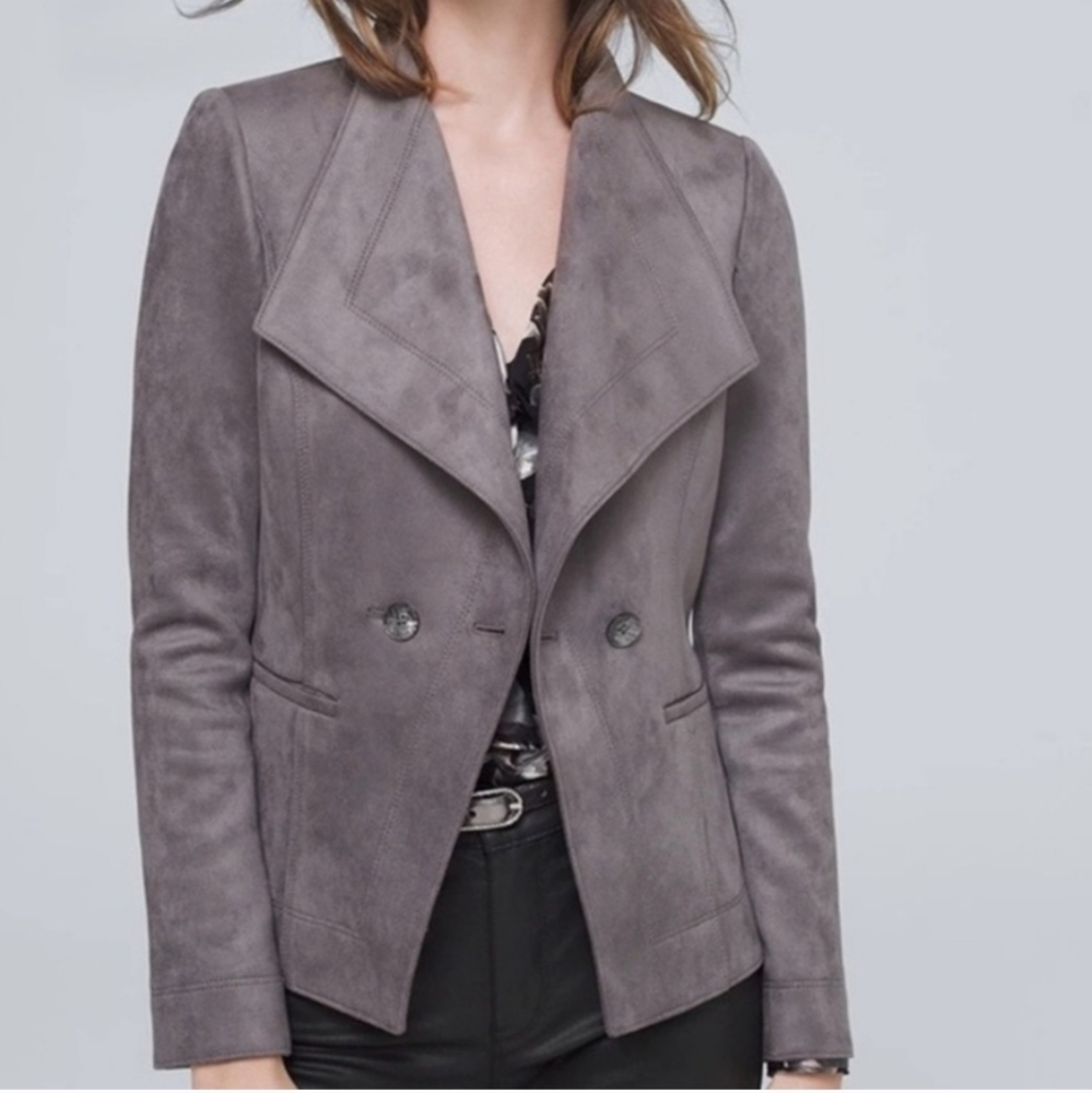 NWT White House Black Market Gray Structured Blazer with Dramatic Lapel